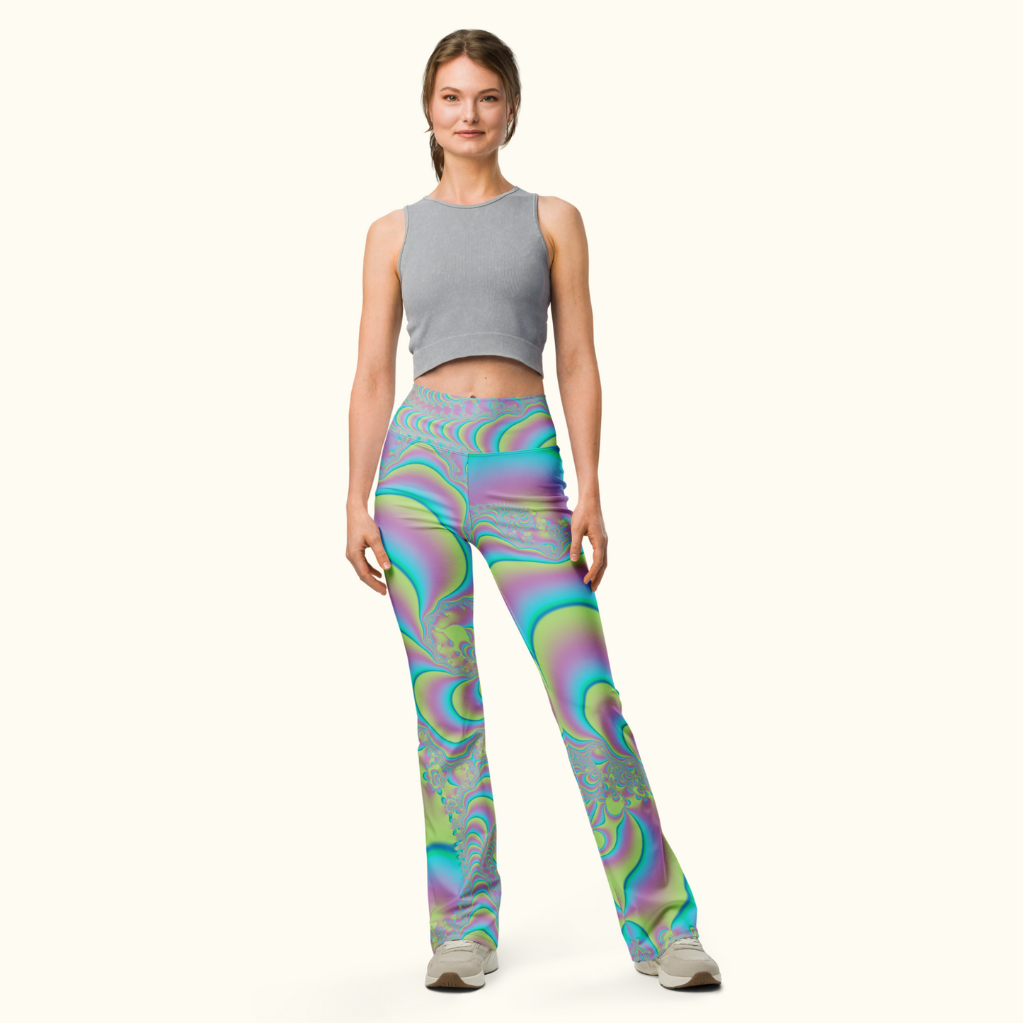 Fractal Fusion Pastel Flare Leggings