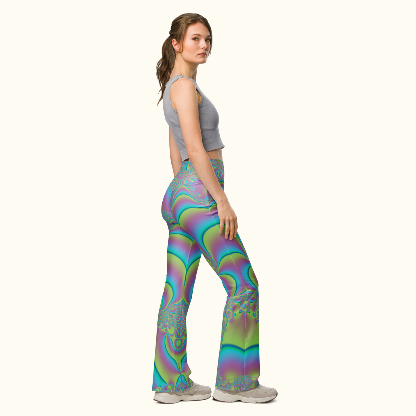 Fractal Fusion Pastel Flare Leggings